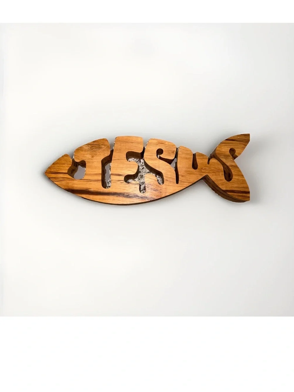 Wooden 'Jesus' Fish Wall Decor - Brown